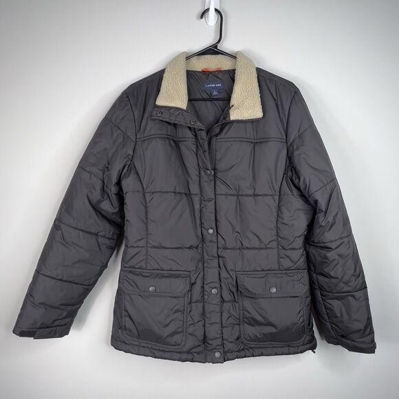 Lands End Jacket Womens Sz L Brown Warm Winter Lightweight Quilted Outdoor Chore - Picture 1 of 8